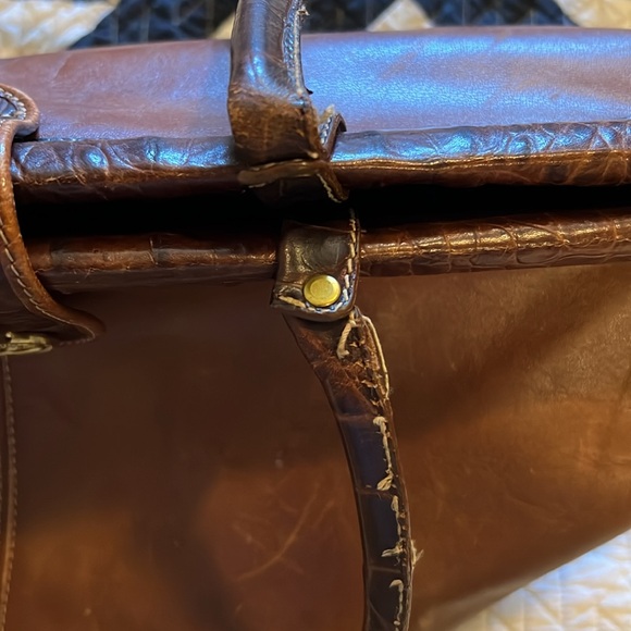 Large vintage Brahmin tote leather satchel - Picture 13 of 14